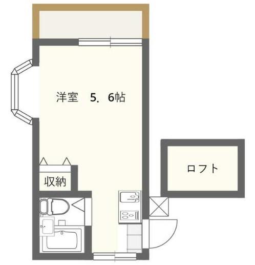 ホワイトラビット(ワンルーム/2階)の間取り写真