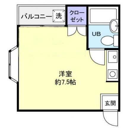サンハイツ田喜野井(ワンルーム/2階)の間取り写真