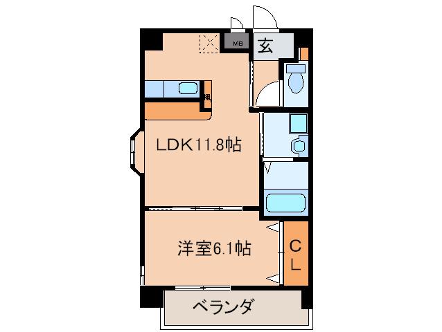 COMMONS城並(1LDK/2階)の間取り写真