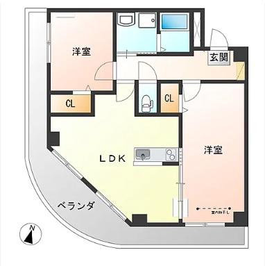 ファイブシティ(2LDK/2階)の間取り写真