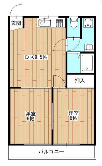 昭和コーポ長瀞(2DK/2階)の間取り写真