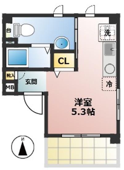 CREDO東大島(ワンルーム/2階)の間取り写真
