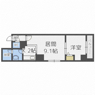 SAPPORO HILLS(1LDK/10階)の間取り写真
