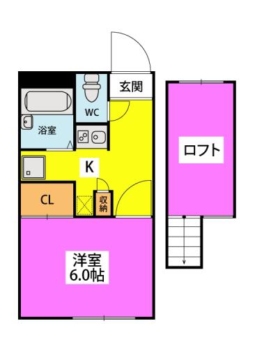 ブリリアント砂津(1K/2階)の間取り写真