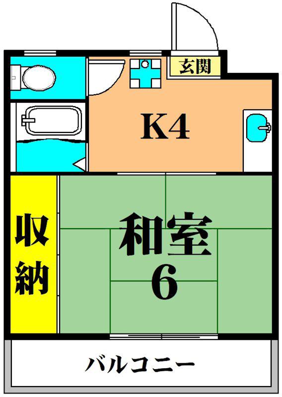 コーポ峰(1K/2階)の間取り写真