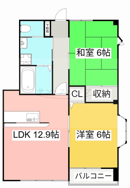 ハイステージ弐番館 A(2LDK/1階)の間取り写真