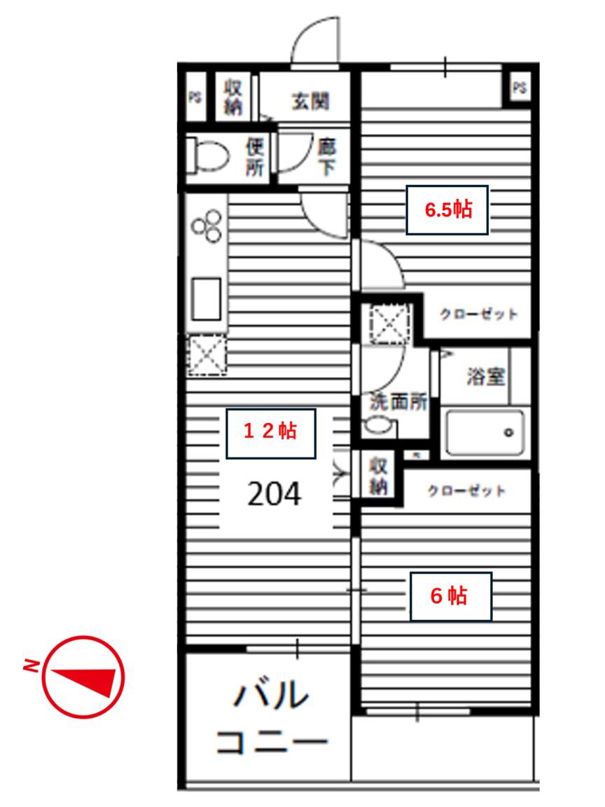 CENTRAL NAKANO(2LDK/2階)の間取り写真