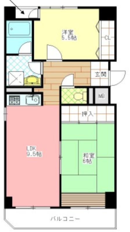 セレーナ夕陽丘(2LDK/5階)の間取り写真
