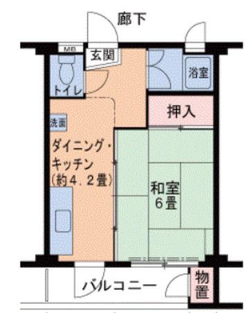 白鷺A19号棟(1DK/5階)の間取り写真