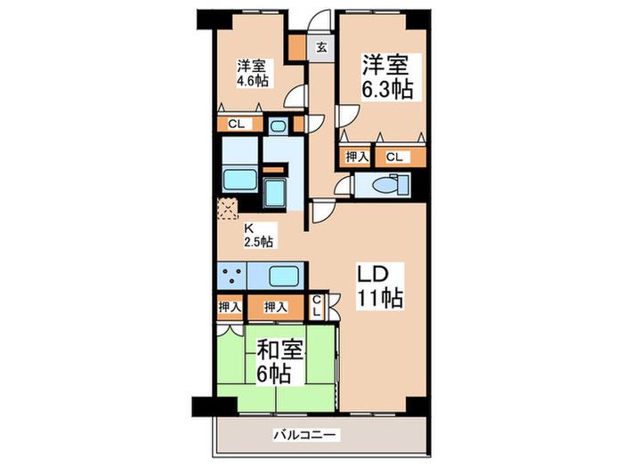 T´S GARDEN横浜岸根公園(3LDK/2階)の間取り写真