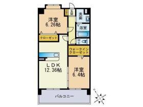 スカイシャトレ曰佐(2LDK/7階)の間取り写真