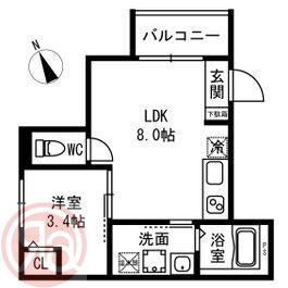 ヴェールメゾン九条南(1LDK/1階)の間取り写真