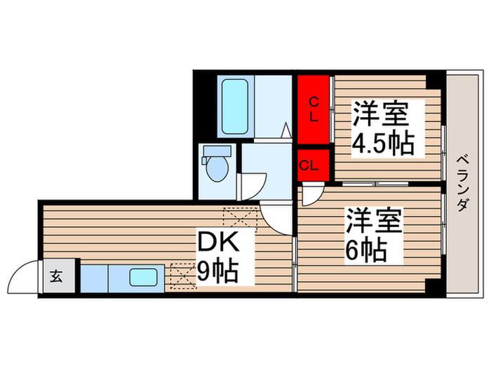 グリーンハイツ行徳(2DK/4階)の間取り写真