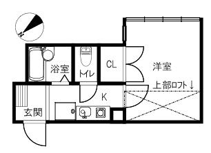 HELENE本多町(1K/2階)の間取り写真