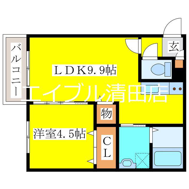 ミオンズ清田(1LDK/3階)の間取り写真