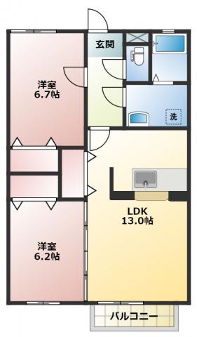 プレズイール(2LDK/1階)の間取り写真