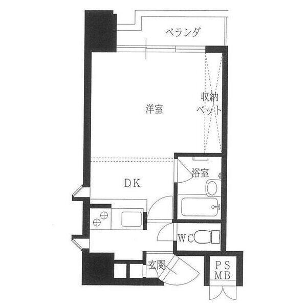 ディアコート(1K/7階)の間取り写真