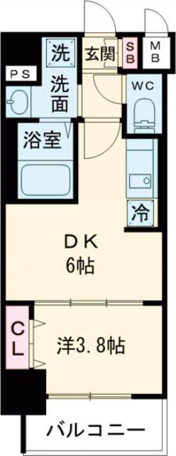 プレリス丸の内オーレル(1DK/2階)の間取り写真