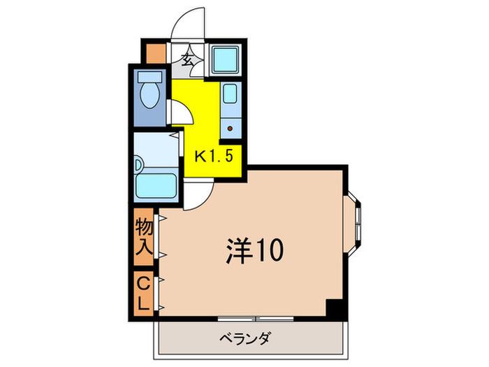 レインボーヒル(1K/2階)の間取り写真