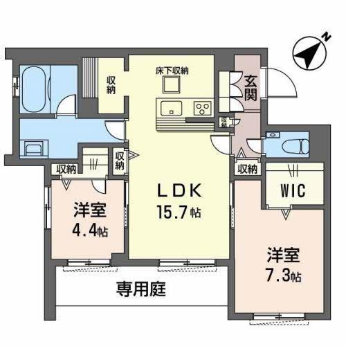 シャーメゾンガーデンズ上津台(2LDK/1階)の間取り写真