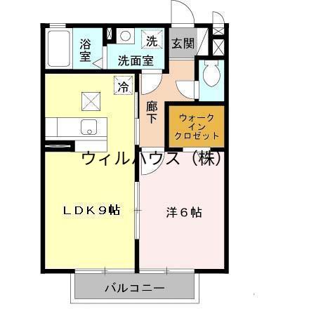 グランミールA棟(1LDK/2階)の間取り写真