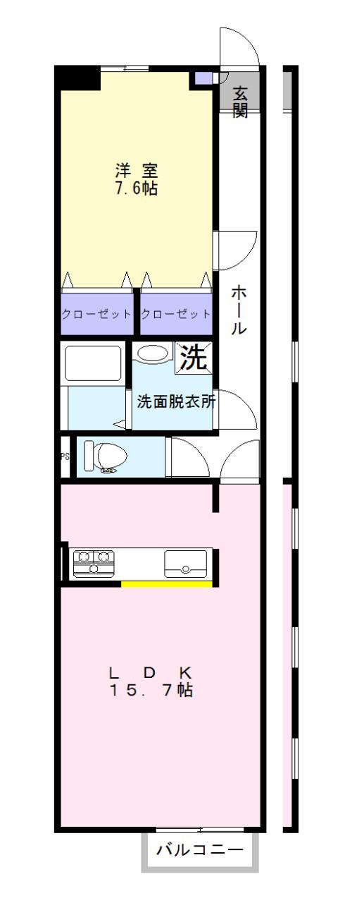 アムール優(1LDK/2階)の間取り写真
