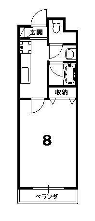 グランコスモ鴨川(1K/8階)の間取り写真