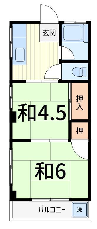 ハイツ大和田(2K/3階)の間取り写真