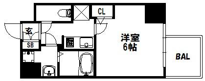 エスリード神戸三宮ヒルズ(1K/2階)の間取り写真