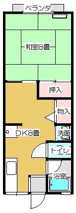 シティハイム北上B(1DK/2階)の間取り写真