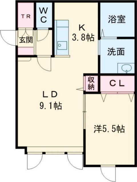ボックスL(1LDK/1階)の間取り写真