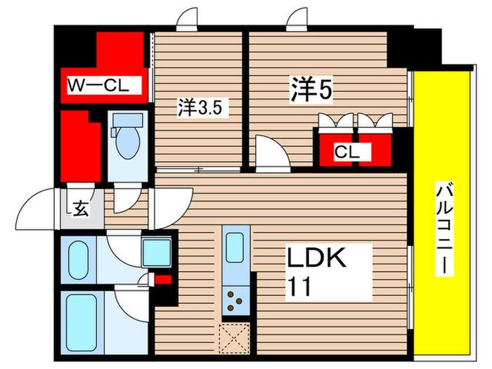 シーズンフラッツ菊川(2LDK/6階)の間取り写真