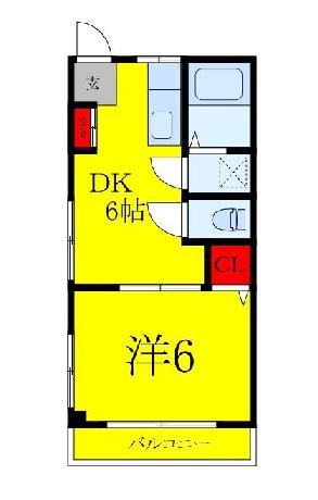 白石ビル(1DK/3階)の間取り写真