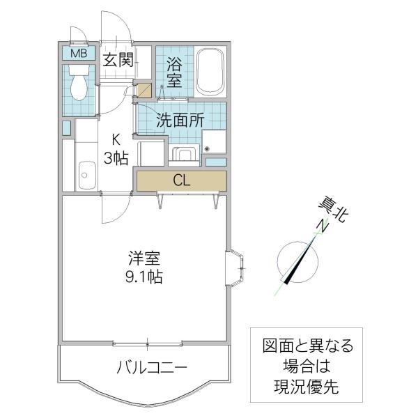 パークヒル春日(1K/3階)の間取り写真