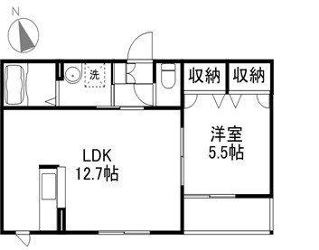 シャーメゾンプロスペリーテ平島A棟(1LDK/2階)の間取り写真