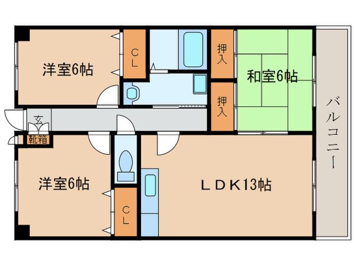 ベストエクセル(3LDK/1階)の間取り写真