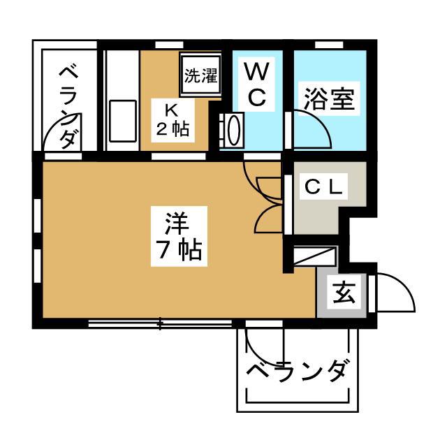 アーバンU(ワンルーム/2階)の間取り写真