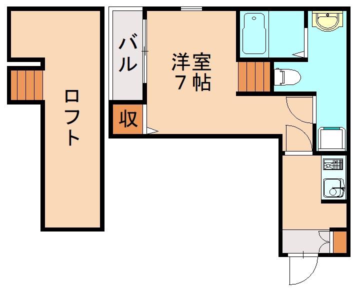 ボナール箱崎駅東(ワンルーム/2階)の間取り写真