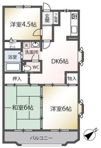 TIMEビル132(3DK/1階)の間取り写真