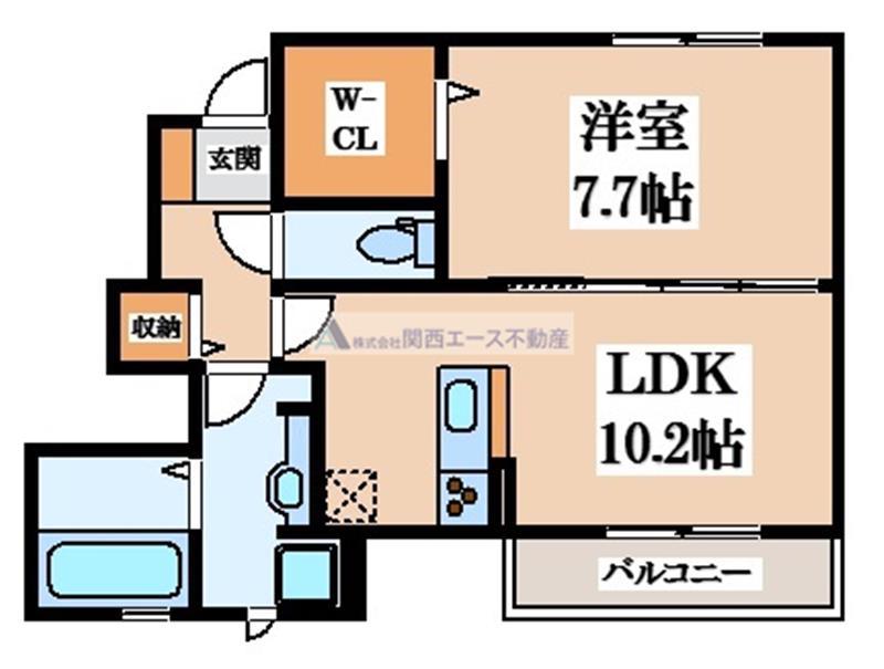 TKS北垣内(1LDK/1階)の間取り写真
