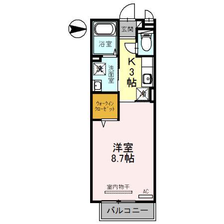グラシア城南の森(1K/2階)の間取り写真