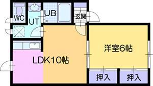 プラザ文教台A(1LDK/2階)の間取り写真