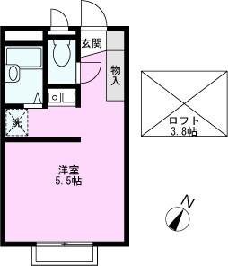 ラ・メルヴェイユII(ワンルーム/2階)の間取り写真