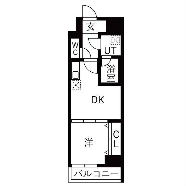 オークランス森下II(1DK/14階)の間取り写真