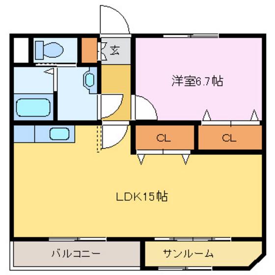 アークビレッジ京田(1LDK/2階)の間取り写真