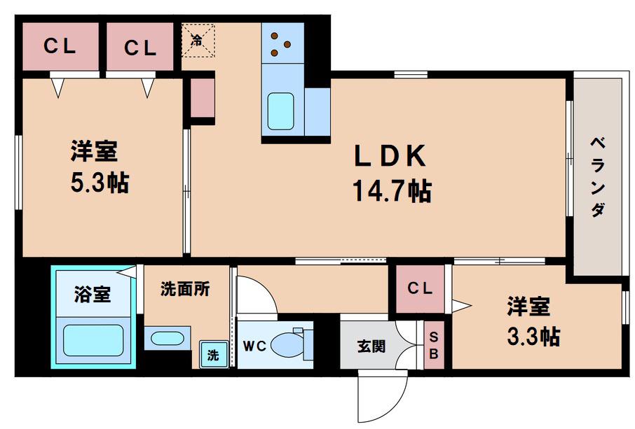 クラシスト杭全(1LDK/1階)の間取り写真