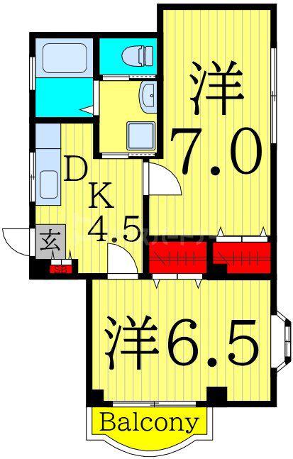クロート第2(2DK/2階)の間取り写真