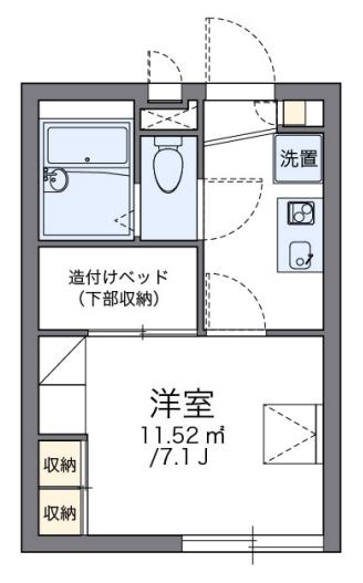 モンピーヌ(1K/1階)の間取り写真