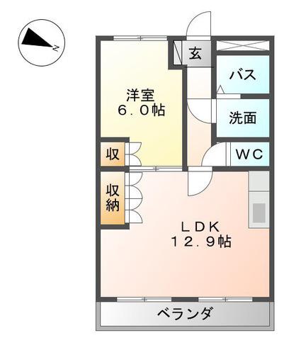 プリーマ泉の森(1LDK/2階)の間取り写真
