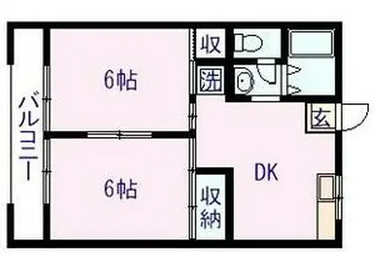 ハイネスみずほ(2DK/1階)の間取り写真